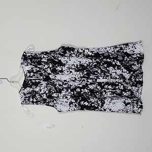 White House Black Market Black Floral Blouse Size 8